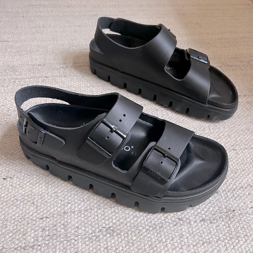 Birkenstock Papillio Milano Chunky Platform Leather Sandal Size 40 LIKE NEW